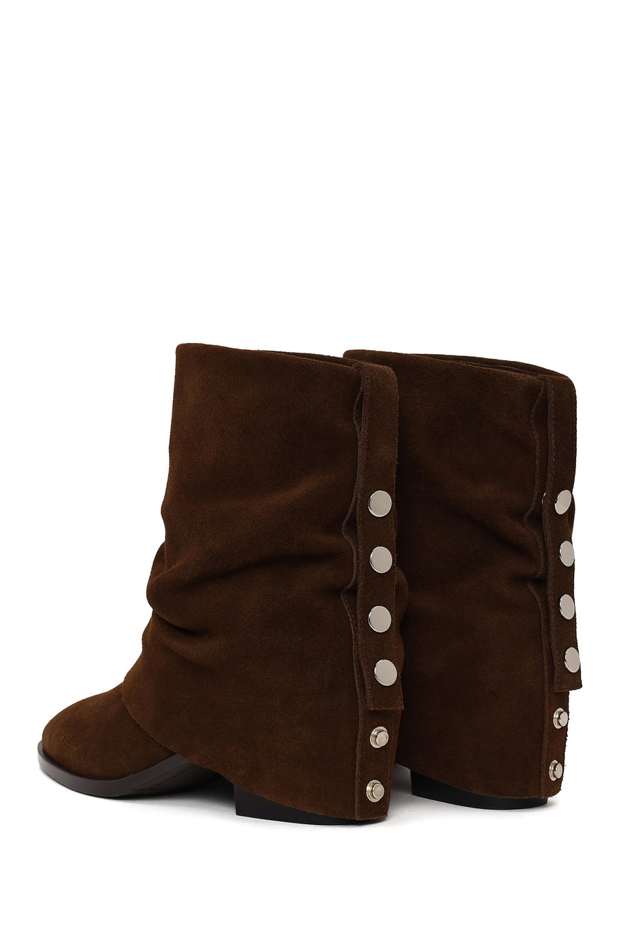 Woman Brown Chunky-Heel Suede Boots