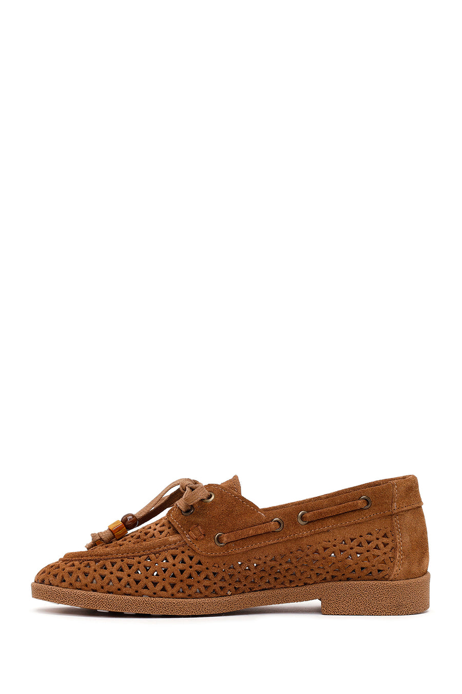 Woman Tan Tasselled Suede Leather Loafer