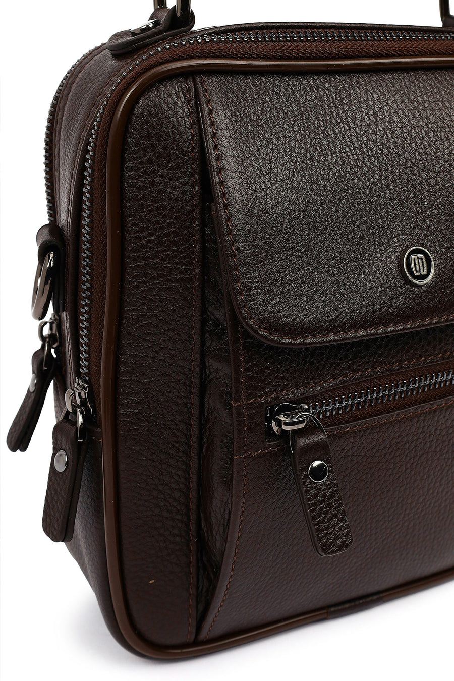 Men's Brown Leather Messenger Bag