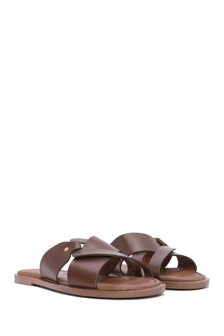 Women's Brown Leather Slippers