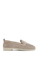 Women's Beige Suede Leather Loafer | Derimod