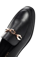 Women's Black Buckle Leather Loafer | Derimod