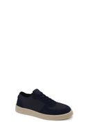 Male Navy Lace-up Suede Leather Sneaker | Derimod