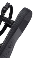 Woman Black Stone Sandals | Derimod
