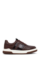 Erkek Kahverengi Bağcıklı Deri Sneaker | Derimod
