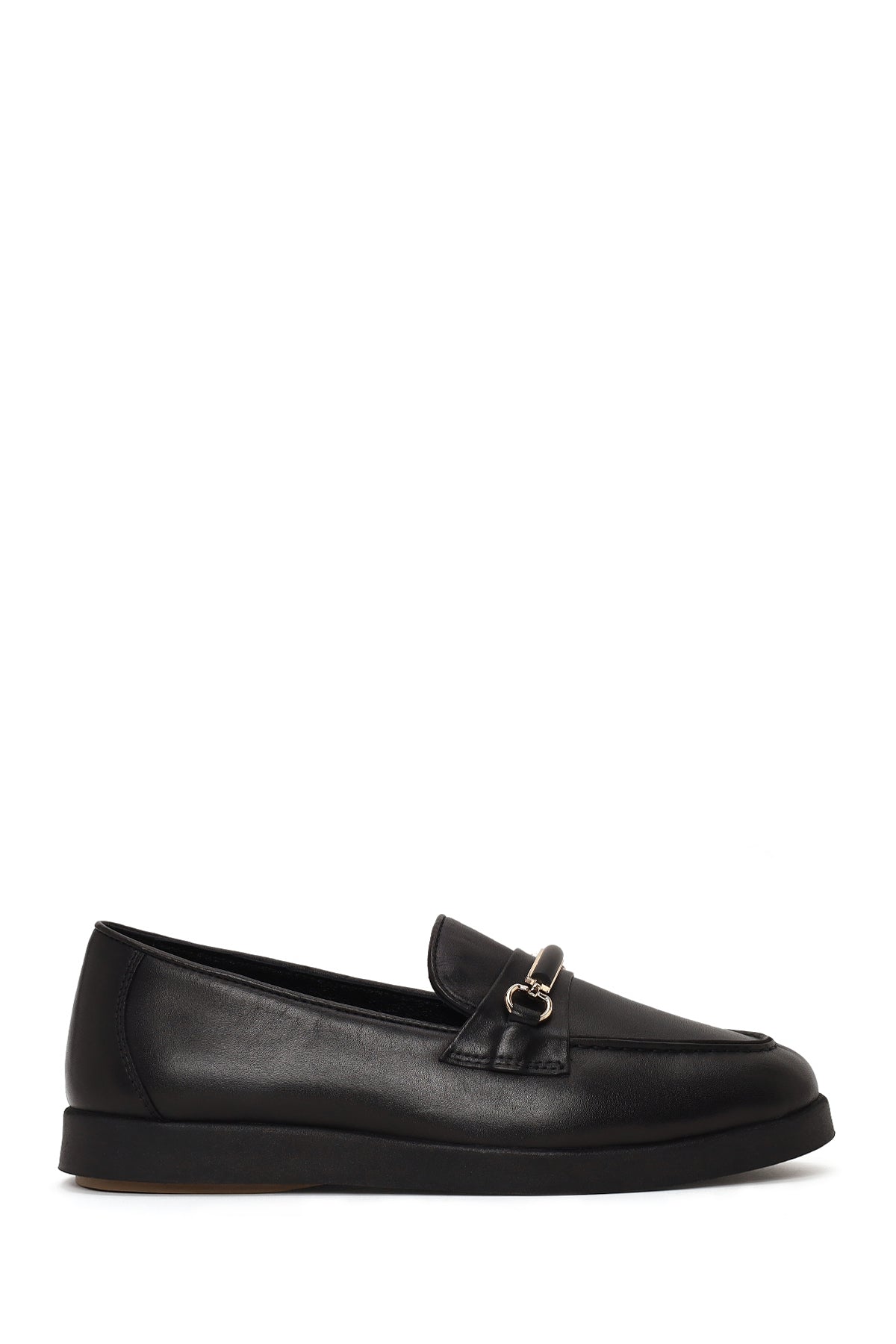 Woman Black Buckled Thick-Soled Leather Comfort Loafer AF170018DV | Derimod