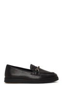 Woman Black Buckled Thick-Soled Leather Comfort Loafer | Derimod