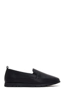 Women's Black Leather Comfort Loafer | Derimod