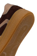 Woman Brown Lace-Up Charm Suede Leather Sneaker | Derimod