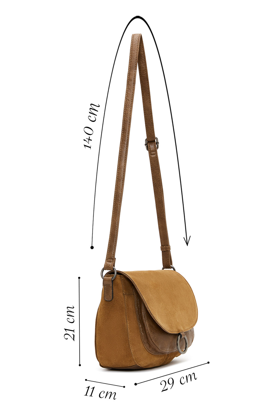 Woman Tan Long-Strap Crossbody Bag