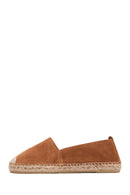 Women's Tan Suede Leather Espadrille | Derimod