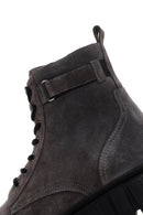 Men's Gray Zippered Casual Suede Leather Boots | Derimod