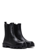 Women's Black Thick Soled Leather Chelsea Boots | Derimod