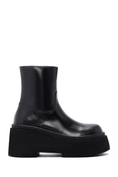 Women's Black Thick Soled Zippered Leather Boots | Derimod