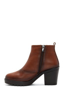 Women's Tan Zippered Heeled Classic Boots | Derimod