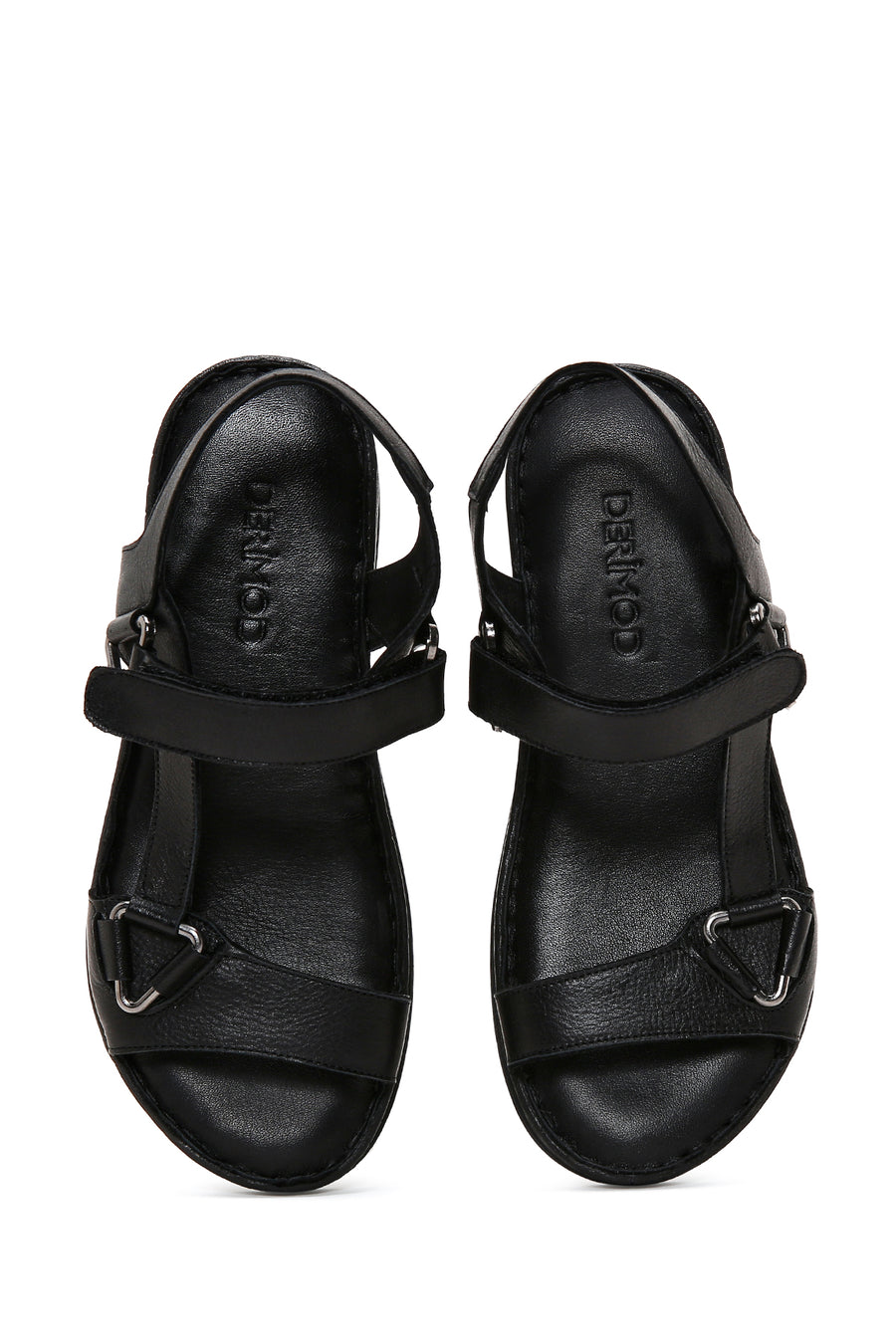 Women's Black Ankle Strap Leather Comfort Sandals