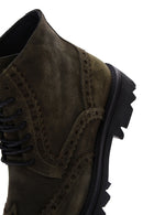 Men's Khaki Suede Leather Zippered Boots | Derimod