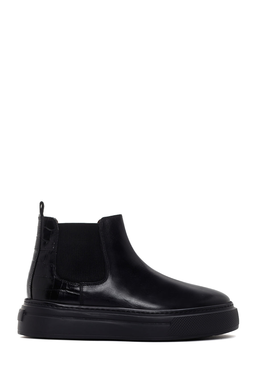 Men's Black Thick Soled Casual Chelsea Leather Boots 23WFD618418 | Derimod