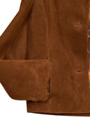 Beatrix Woman Camel Shirt Collar Suede Leather Jacket | Derimod