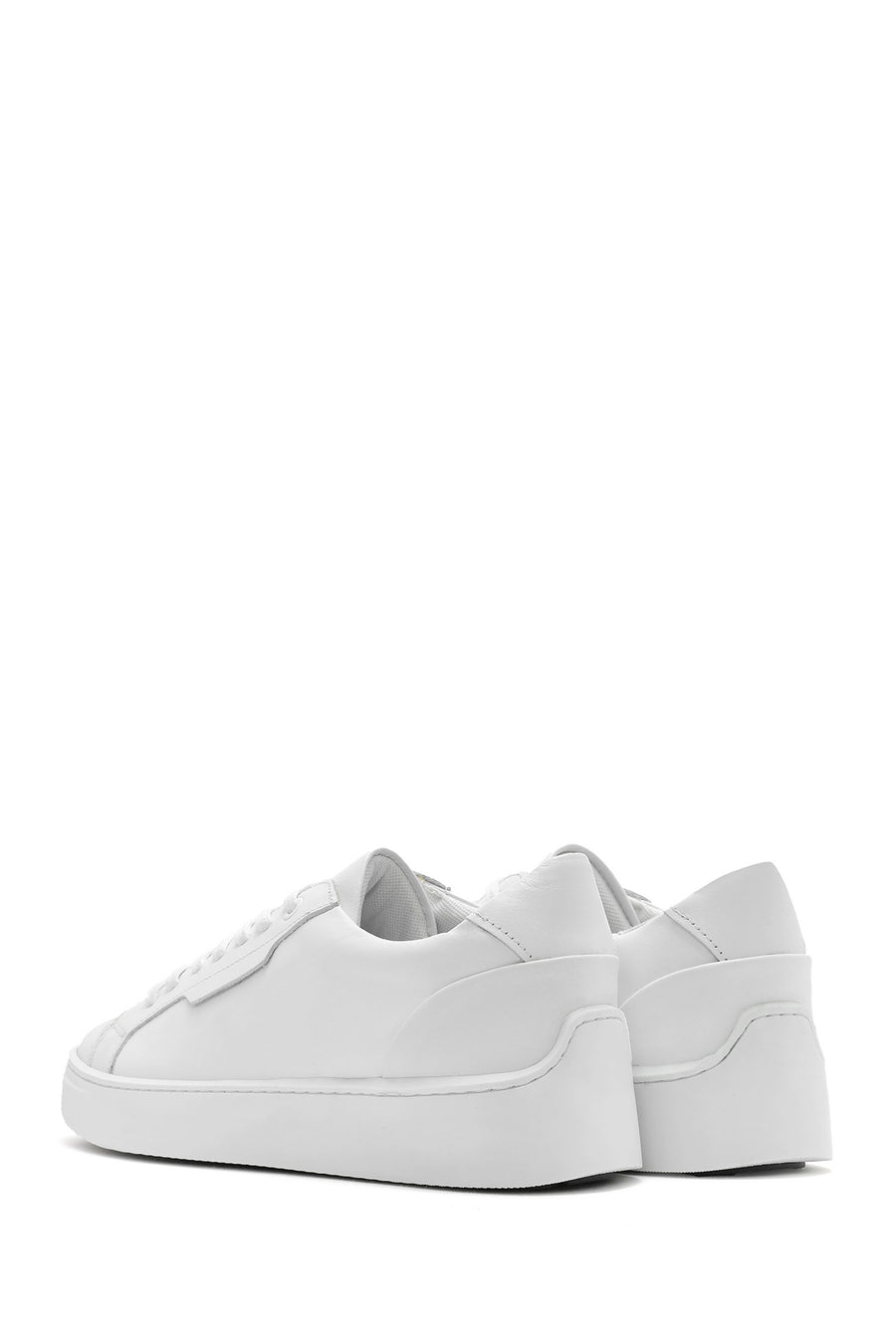 Male White Lace-Up Leather Sneaker