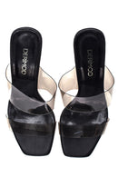 Women's Black Transparent Heeled Slippers | Derimod