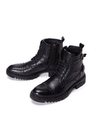 Men's Black Lace-Up Leather Casual Combat Boots | Derimod