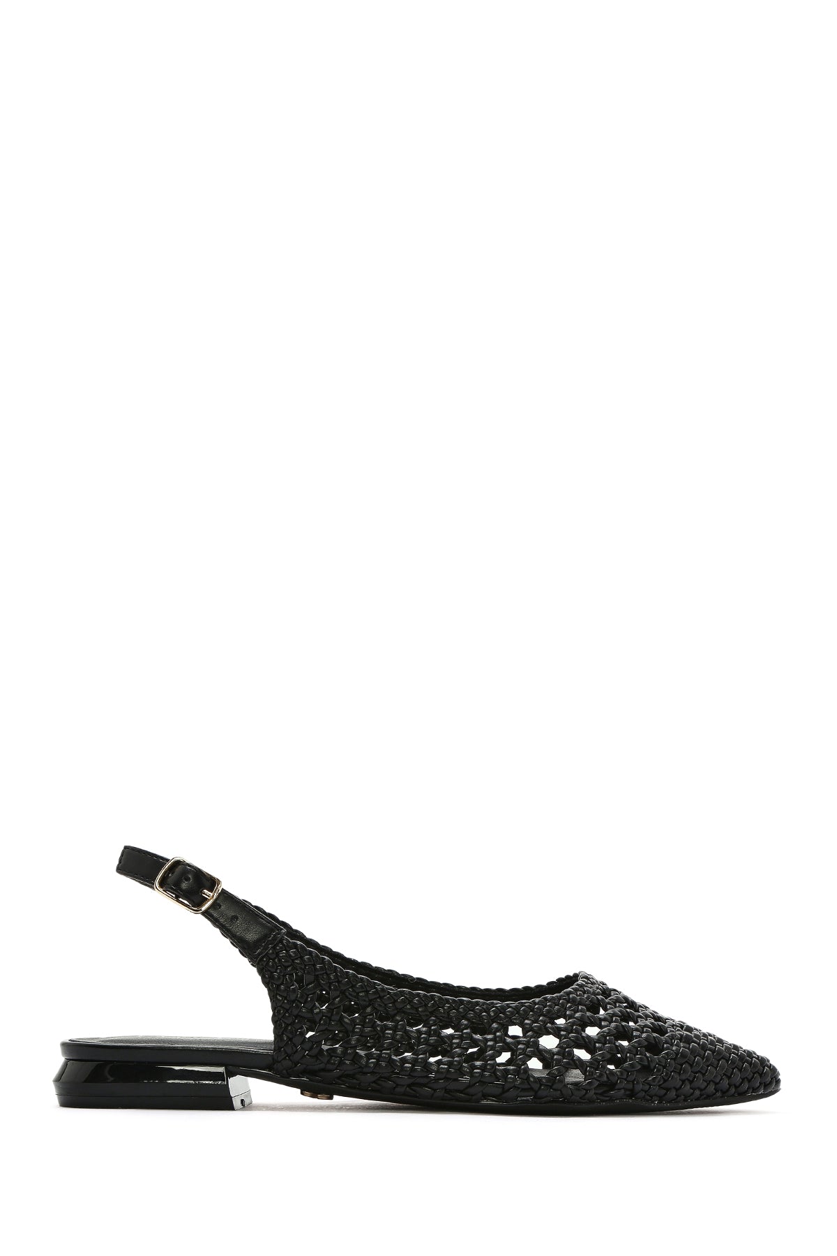 Women's Black Braided Open Back Ballerinas 25SFD443429 | Derimod