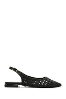 Women's Black Braided Open Back Ballerinas | Derimod