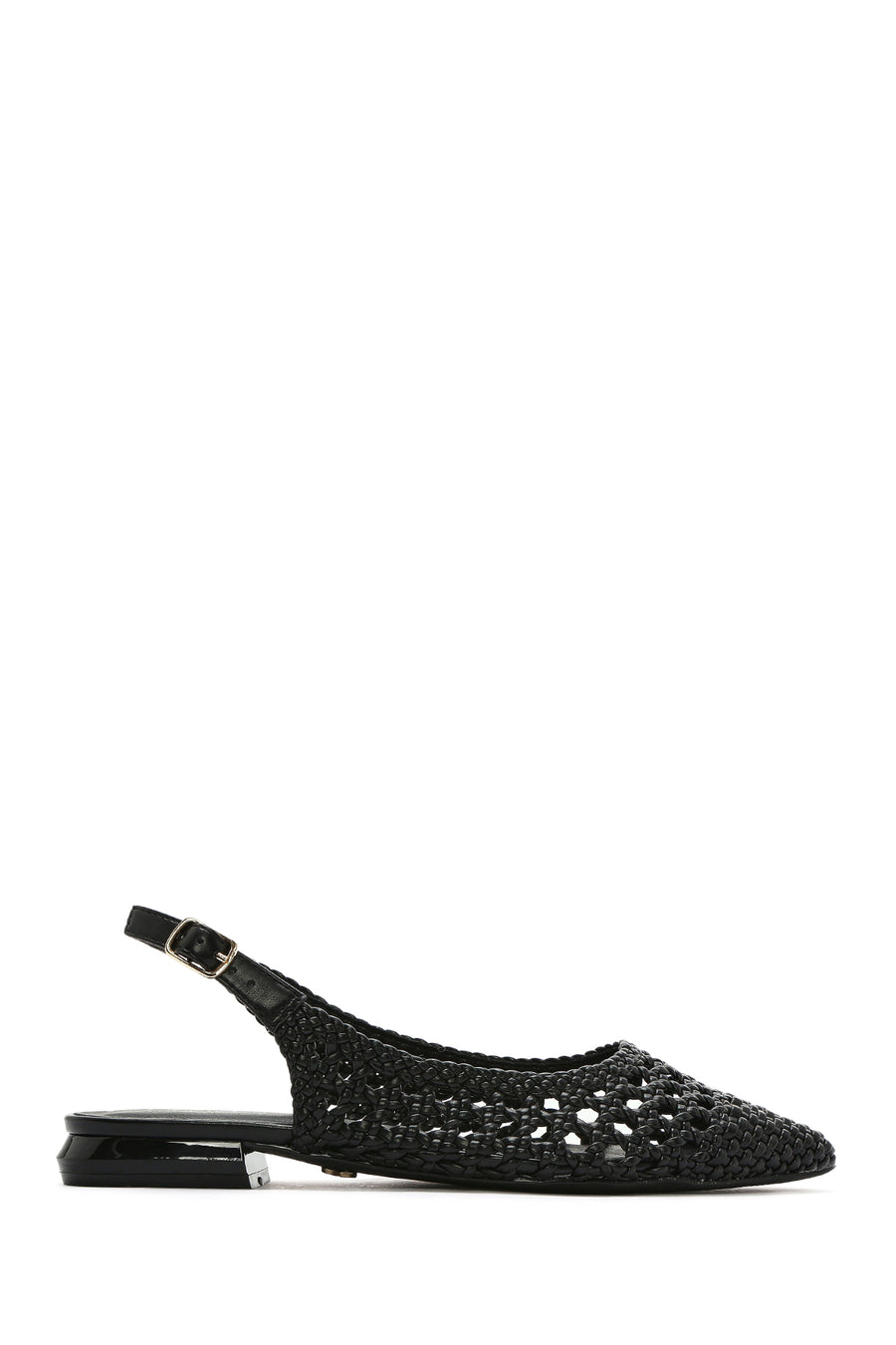 Women's Black Braided Open Back Ballerinas 25SFD443429 | Derimod