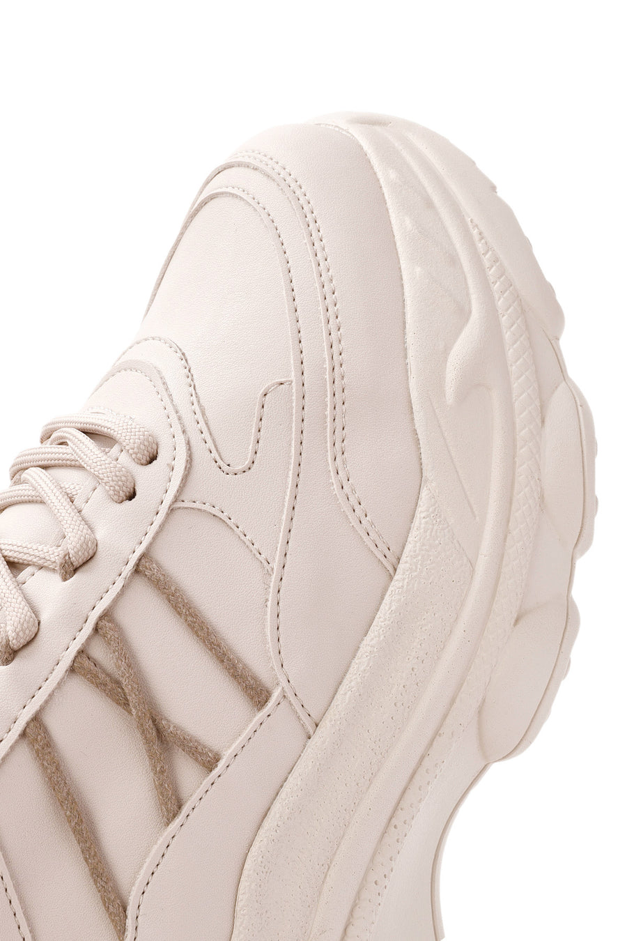 Kadın Bej Bağcıklı Kalın Tabanlı Sneaker