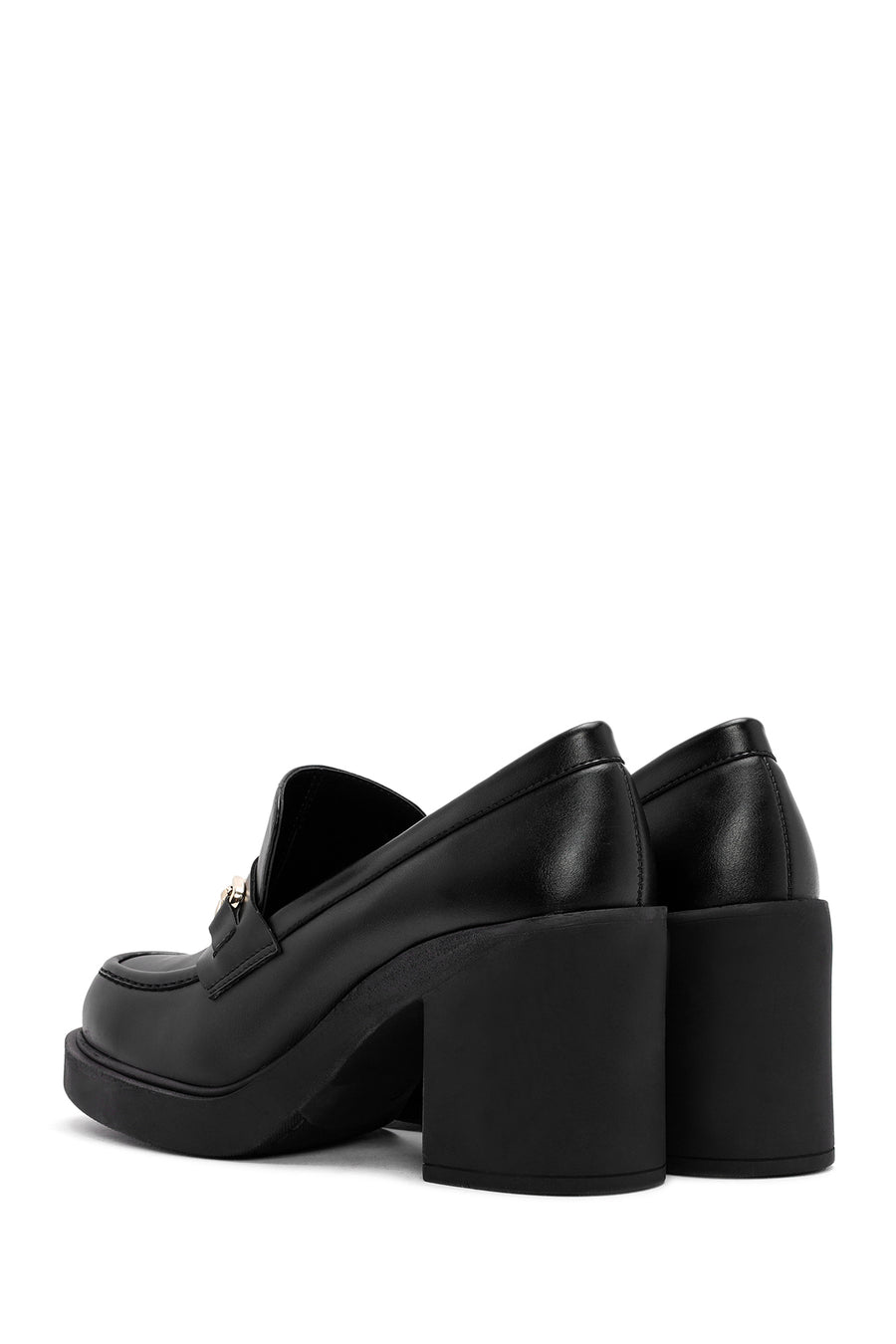 Kadın Siyah Kalın Topuklu Loafer