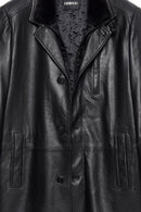 Barella Men's Black Collar Furry Leather Trench Coat | Derimod