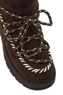 Woman Brown Lace-up Thick-soled Suede Teddy Boots | Derimod