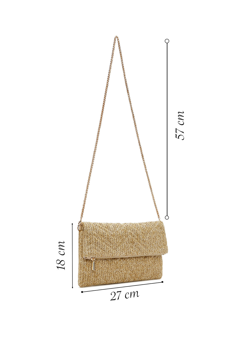 Women's Beige Long Chain Strap Clutch Bag