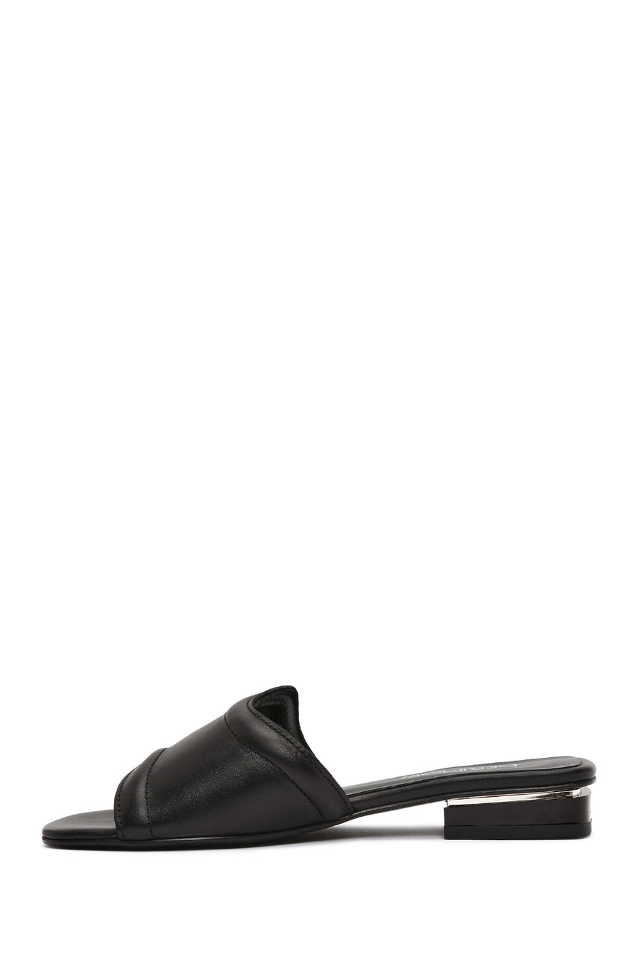 Women's Black Leather Slippers
