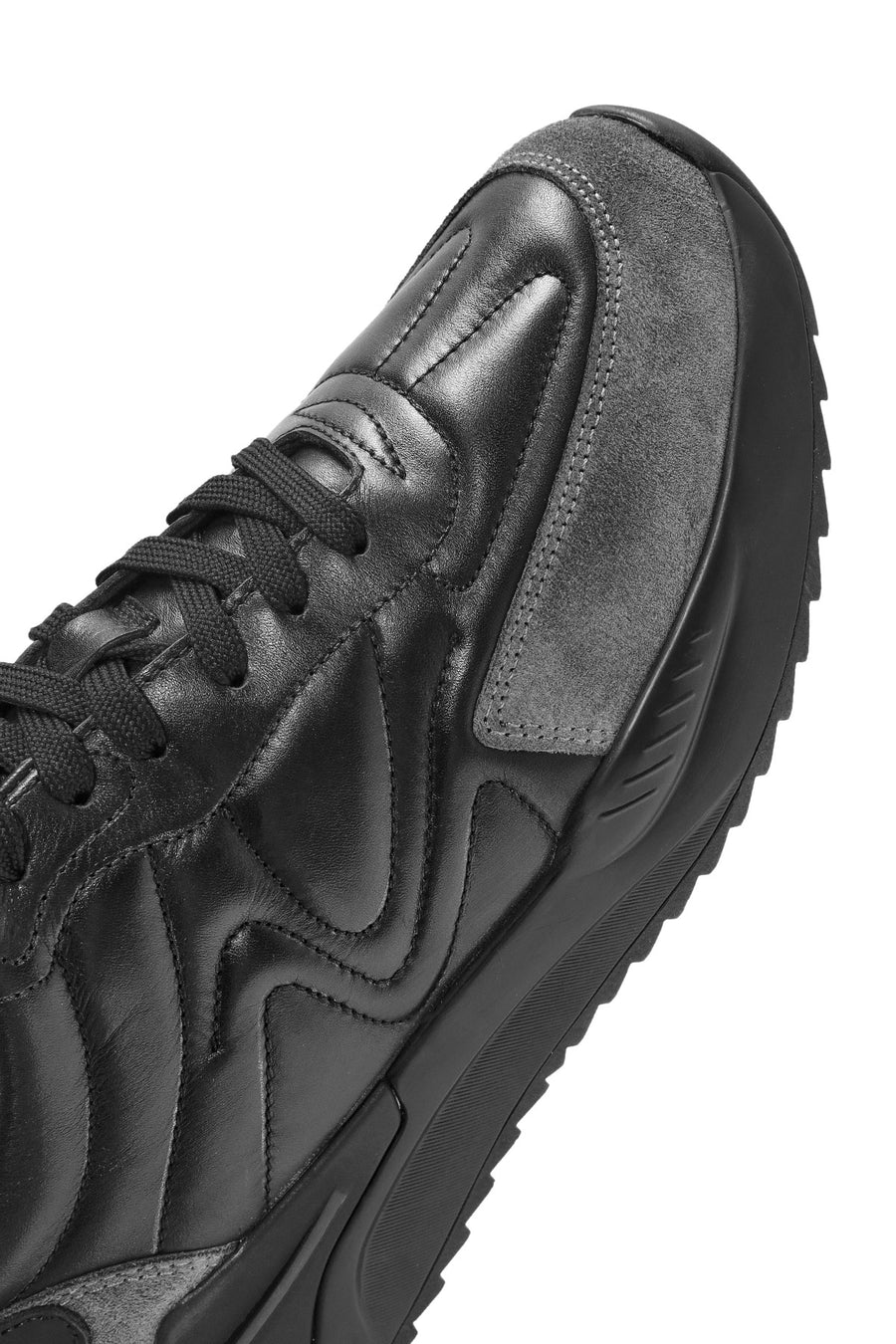 Erkek Siyah Bağcıklı Deri Sneaker