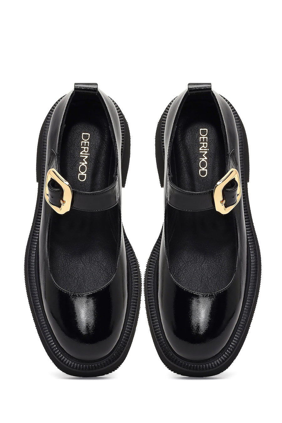 Woman Black Buckled Leather Shoes