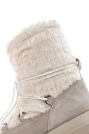 Women's Beige Plush Suede Leather Boots | Derimod