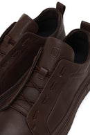 Erkek Kahverengi Bağcıklı Deri Sneaker | Derimod