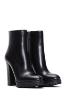 Women's Black Leather Platform Heeled Boots | Derimod