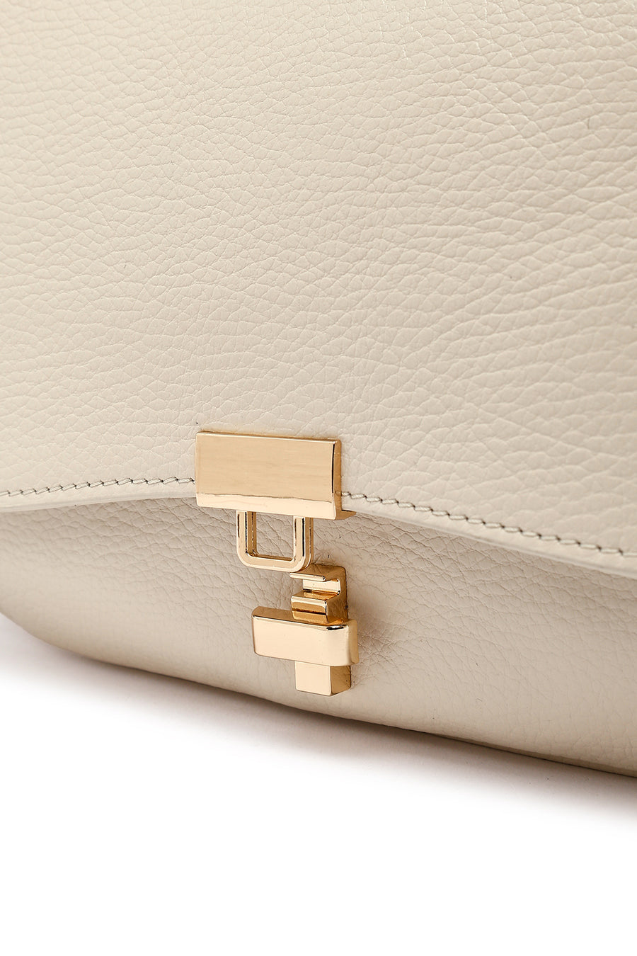 Woman Cream Long Strap Leather Shoulder bag