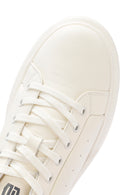 Men's White Lace-up Thick-Sole Leather Sneaker | Derimod