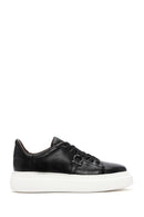 Men's Black Lace-up Thick-Sole Leather Sneaker | Derimod