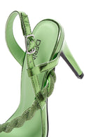 Women's Green Stone Thin Heel Sandals | Derimod