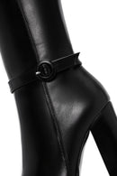 Women's Black Platform High Heel Leather Boots | Derimod