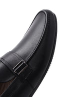 Men's Black Leather Buckle Classic Loafer | Derimod