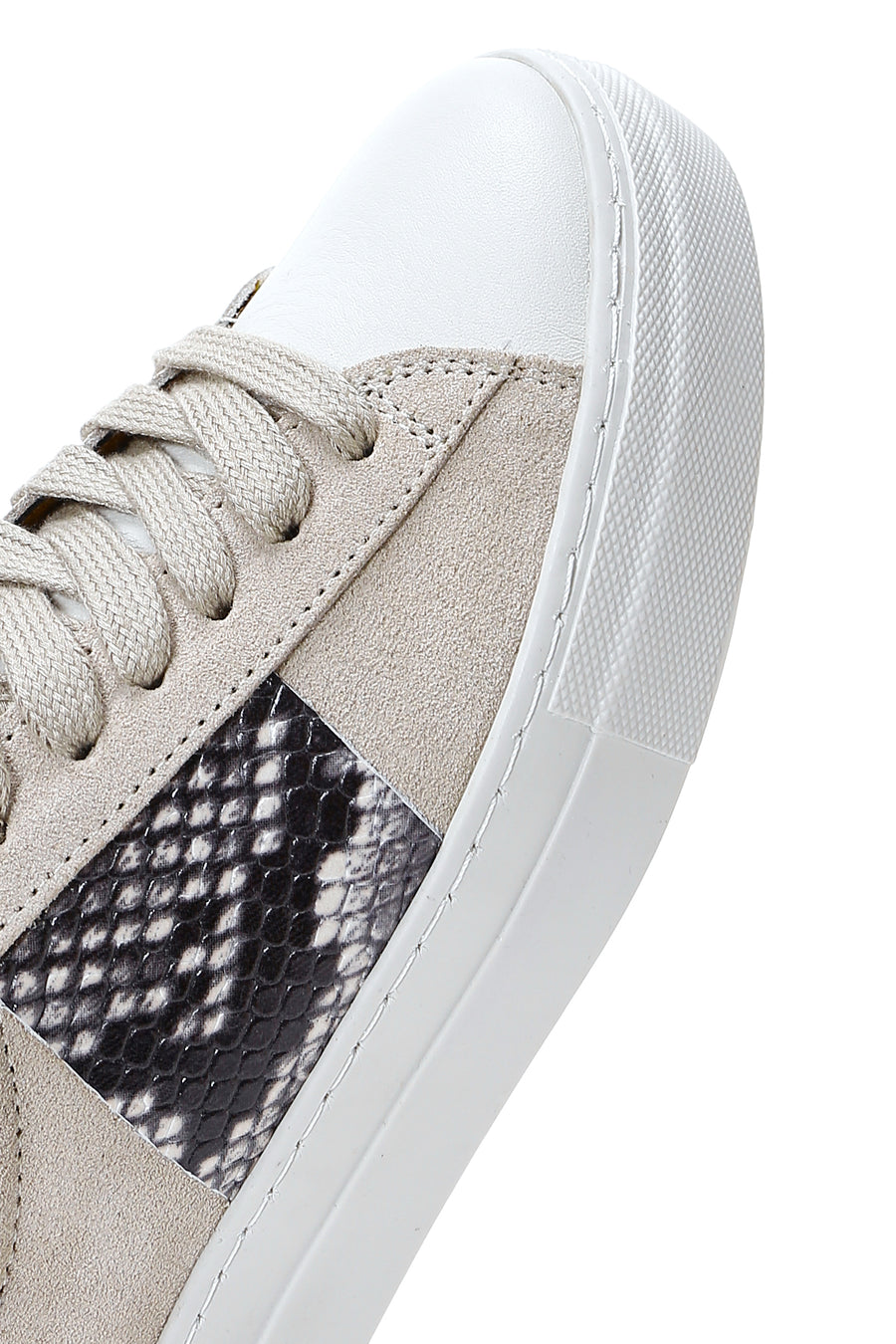 Women's Beige Leather Patterned Sneaker