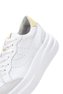 Women's White Leather Thick Soled Sneaker | Derimod