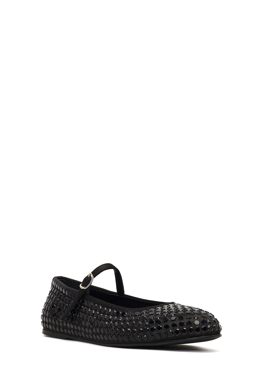 Women's Black Stone Leather Ballet Flats
