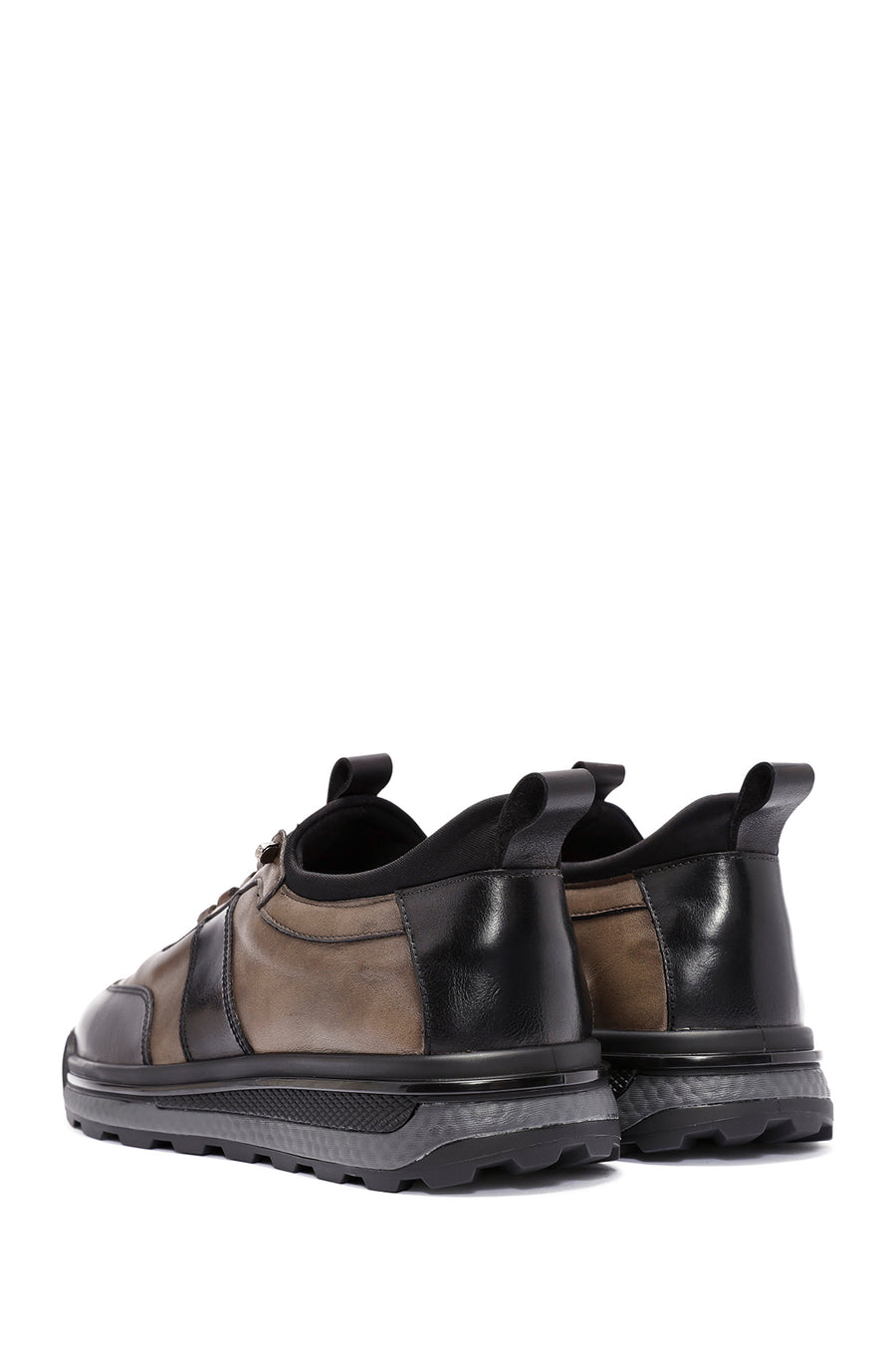 Erkek Siyah Bağcıklı Deri Sneaker